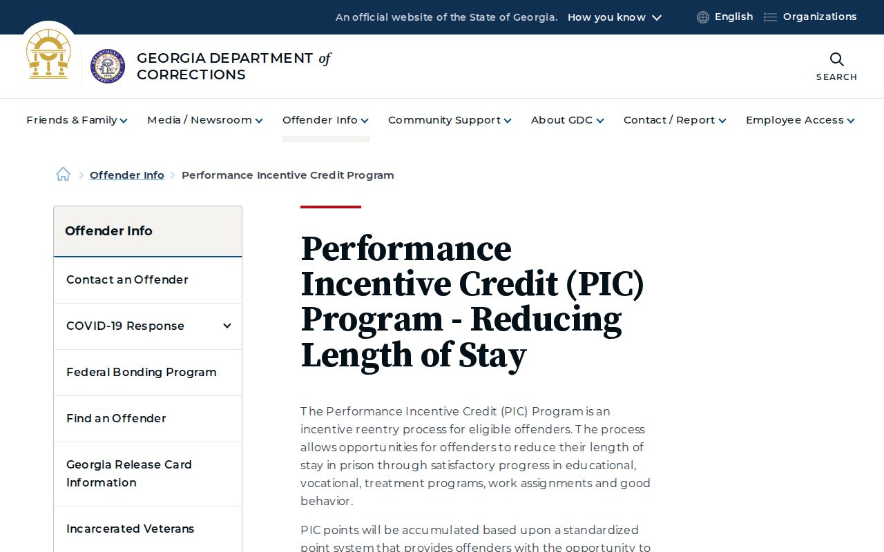 Glascock County projected release date performance incentive credits
